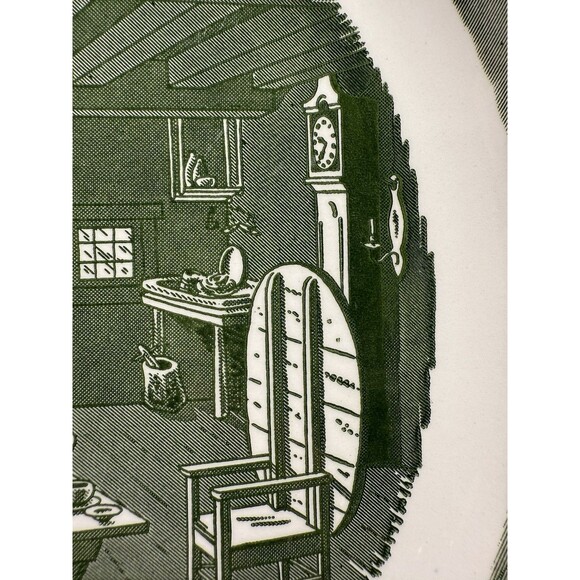 Set of 2 Vintage Colonial Homestead Royal Green Handled Plates platters 11 inch - Picture 4 of 12